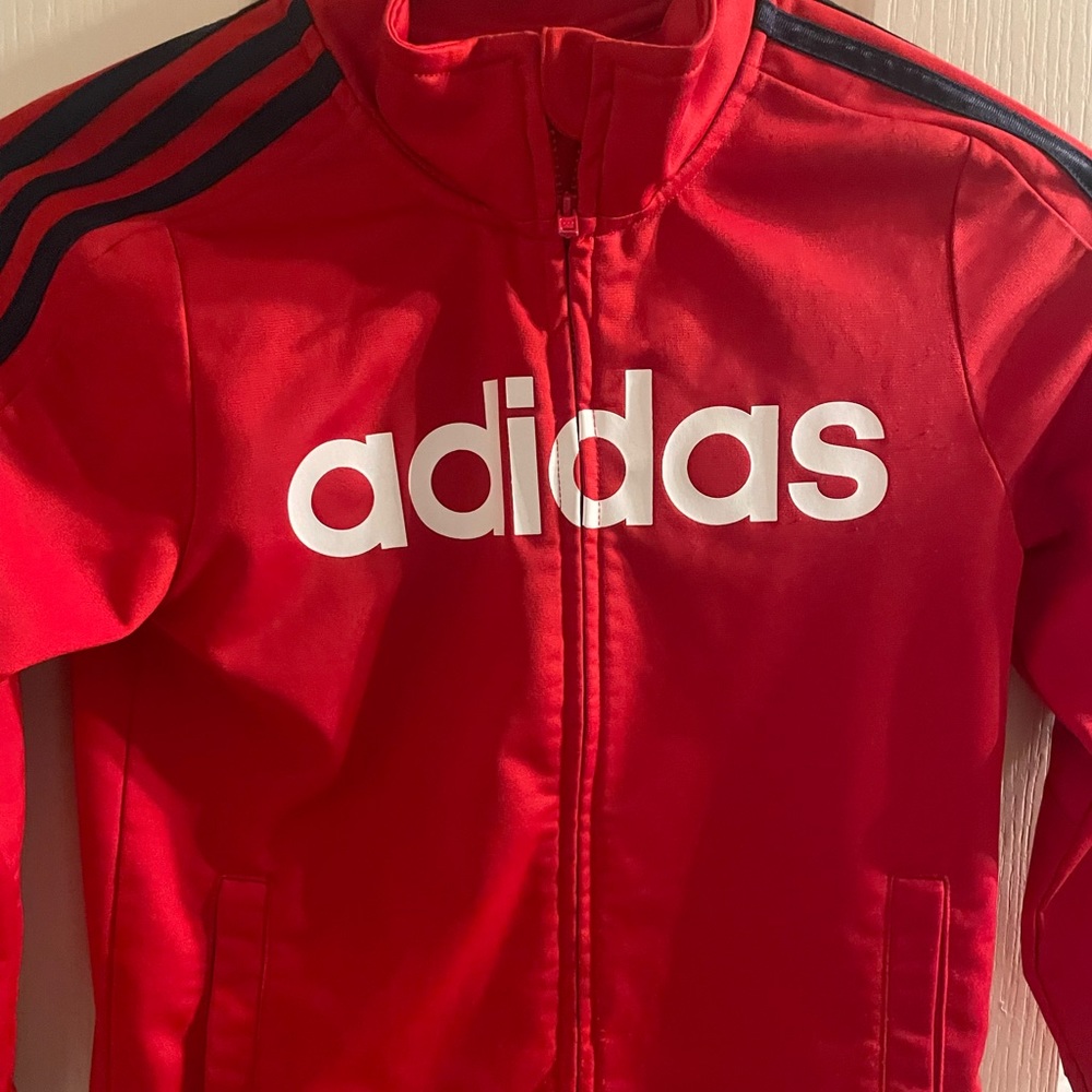 Excellent condition Lightly used Boys Adidas jacket size 7 red and black